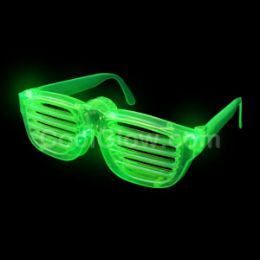 144 Wholesale Led Rock Star Slotted Shades - Green