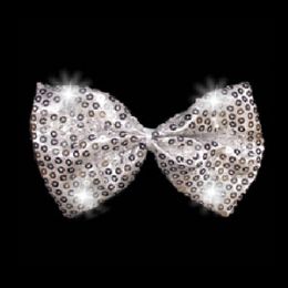 144 Wholesale Led Sequin Bow Tie - Silver