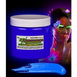 6 Wholesale Glominex Glow Body Paint 16oz Jar - Blue