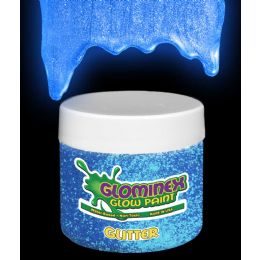 24 Wholesale Glominex Glitter Glow Paint 4 Oz Jar - Blue