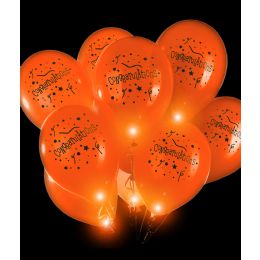 50 Wholesale Led 14 Inch Blinky Balloons Congratulations - Orange