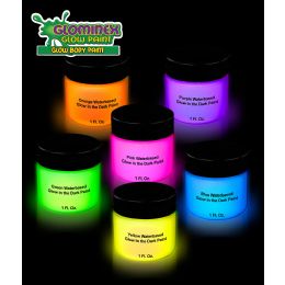 12 Wholesale Glominex Glow Body Paint 1oz Jars - Assorted 6ct