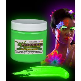 12 Wholesale Glominex Glow Body Paint 8oz Jar - Green