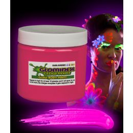 6 Wholesale Glominex Glow Body Paint 16oz Jar - Pink