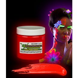 24 Wholesale Glominex Glow Body Paint 4oz Jar - Red