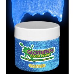 12 Pieces Glominex Glitter Glow Paint 8 Oz Jar - Blue - LED Party Supplies