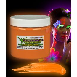 6 Wholesale Glominex Glow Body Paint 16oz Jar - Orange