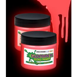 24 Pieces Glominex Glow Paint 4 Oz Jar - Red - LED Party Supplies