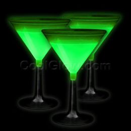 100 Pieces Glow Martini Glass - Green - LED Party Supplies