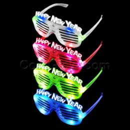 6 Wholesale Led New Year Slotted Shades - Assorted