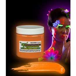 24 Pieces Glominex Glow Body Paint 4oz Jar - Orange - LED Party Supplies