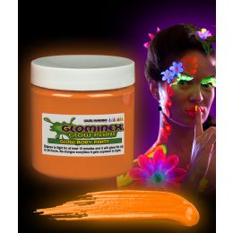 12 Wholesale Glominex Glow Body Paint 8oz Jar - Orange