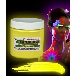 12 Wholesale Glominex Glow Body Paint 8oz Jar - Yellow