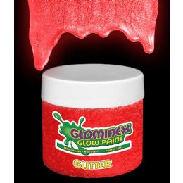24 Wholesale Glominex Glitter Glow Paint 4 Oz Jar - Red