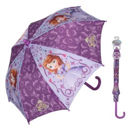 12 Wholesale Sofia The First Umbrella With Easy Grip Handle And Velcro Strap Closure