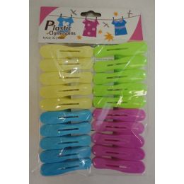 36 Wholesale 20pc Colored Plastic Clothespins