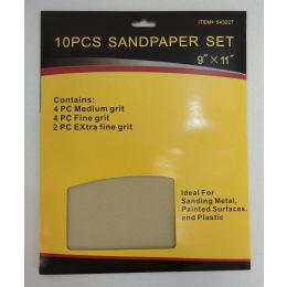 36 Wholesale 9"x11" 10pc Sandpaper Set