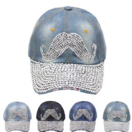 24 Wholesale Mustache Cap
