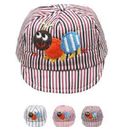 72 Wholesale Kid Summer Hat With Ant In Assorted Colors