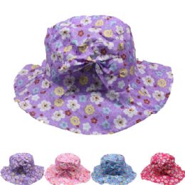 24 Wholesale Kids Floral Summer Hat