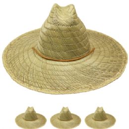 24 Wholesale Wide Brim Pier Side Straw Men Sun Hat