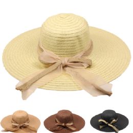 24 Pieces Women Wide Brim Bowknot Summer Beach Hat - Sun Hats