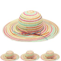 24 Wholesale Multicolored Wide Brim Women Summer Beach Hat