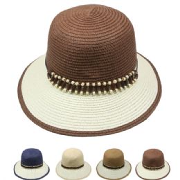 24 Wholesale Women's Summer Hat Two Toned