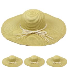 24 Wholesale Women Wide Brim Floppy Summer Straw Hats