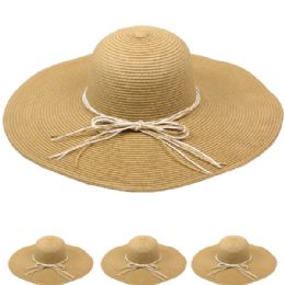 24 Wholesale Burlywood Woman Floppy Summer Straw Hat