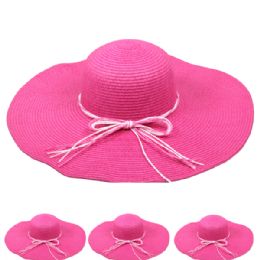 24 Pieces Pink Woman Floppy Summer Straw Hat - Sun Hats
