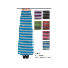 96 Wholesale Cotton Maxi Skirt Striped