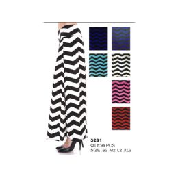 48 Wholesale Cotton Maxi Skirt Striped