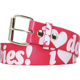 144 Pieces I Love Doobies Printet Belt - Womens Belts