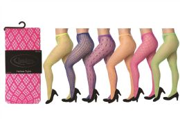 60 Units of Neon Fishnet Fashion Tights - Womens Pantyhose