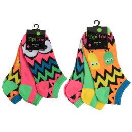 60 Pairs Women's Ankle Socks In Size 9-11 Colorful Chevron Print - Womens Ankle Sock