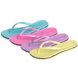 36 Wholesale Women's Pastel Colored Flip Flop Sizes & Colors Assorted Per Case.