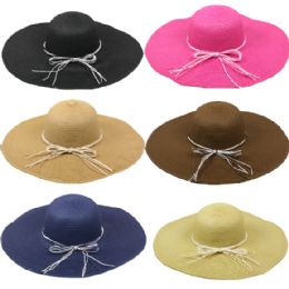 24 Pieces Woman Wide Brim Floppy Summer Straw Hat - Sun Hats