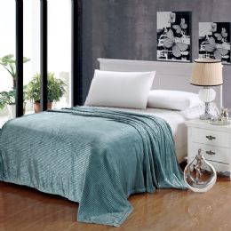 12 Pieces The Collection 100% Polyester Queen Size Blankets Aqua - Blankets & Bedding