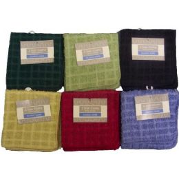 144 Pieces 2 Pk 12x12 Solid Dyed Dc Mono Check Assts - Towels
