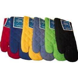 144 Wholesale 13" Solid Heavy Waffle Weave Oven MitT-Assts