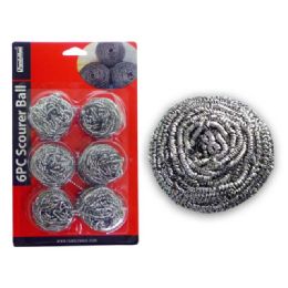 96 Units of 6pc Silver Steel Scourer Ball - Scouring Pads & Sponges