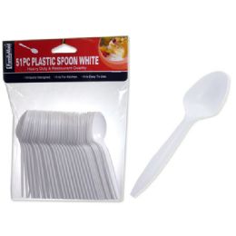72 Wholesale 51 Piece White Plastic Spoon