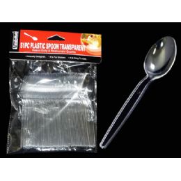 144 Wholesale 51 Counts Transparent Plastic Spoon