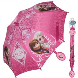 12 Wholesale Disney Frozen Umbrella With Easy Grip Handle And Velcro Strap Closure