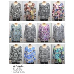 72 Wholesale Womens Fashion Long Sleeve Tops Assorted Colors And Sizes