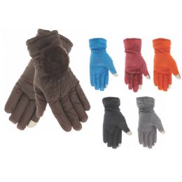 60 Wholesale Ladies Fashion Fur Lined Cotton Gloves