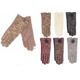 72 Wholesale Womens Fashion Fur Lined Cotton Gloves Assorted Color