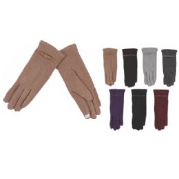 72 Wholesale Womens Fashion Fur Lined Cotton Gloves Assorted Color Touch Screen Capable