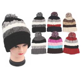 72 Pieces Ladies Fashion Heavy Knit Hats Assorted Colors - Fashion Winter Hats